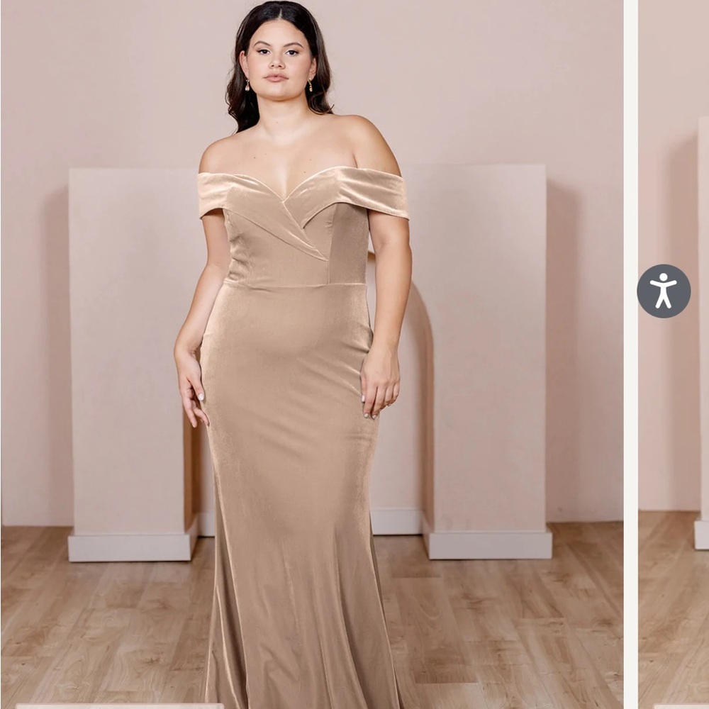 Revelry Size 8 Velvet Champagne Bridesmaid’s Dress